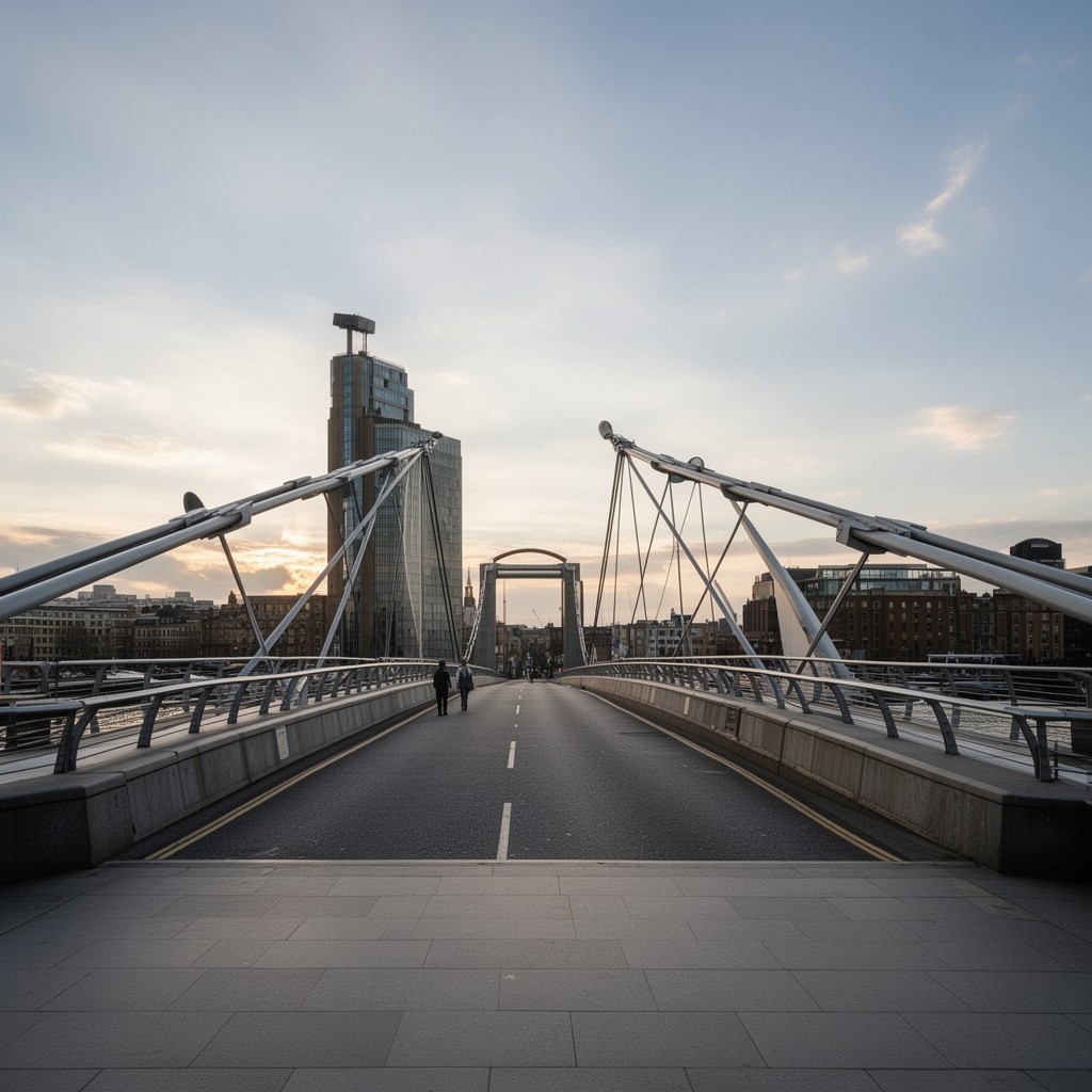 AI-generated illustration of Millennium Bridge approach