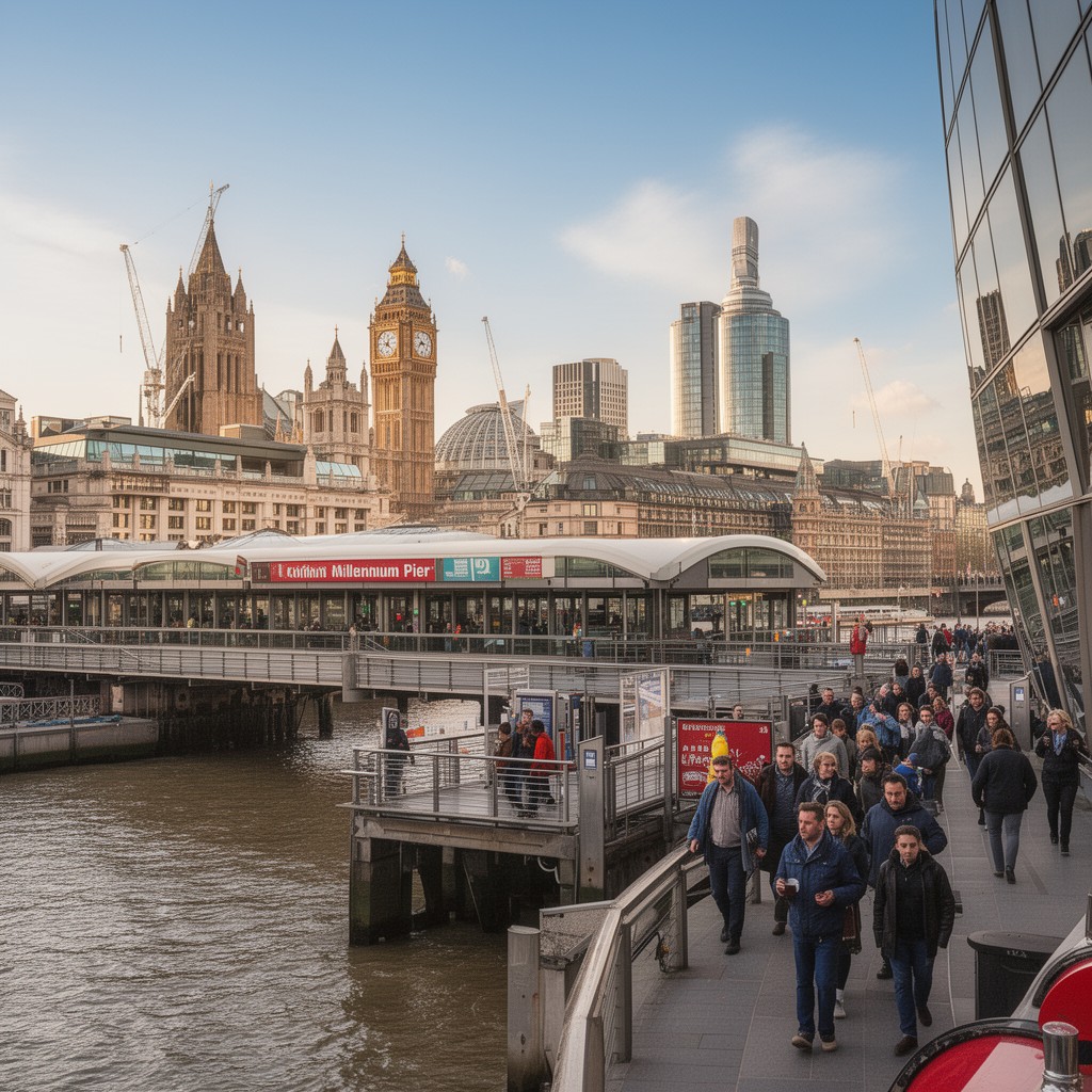 AI-generated illustration of London Millennium Pier (nearby)