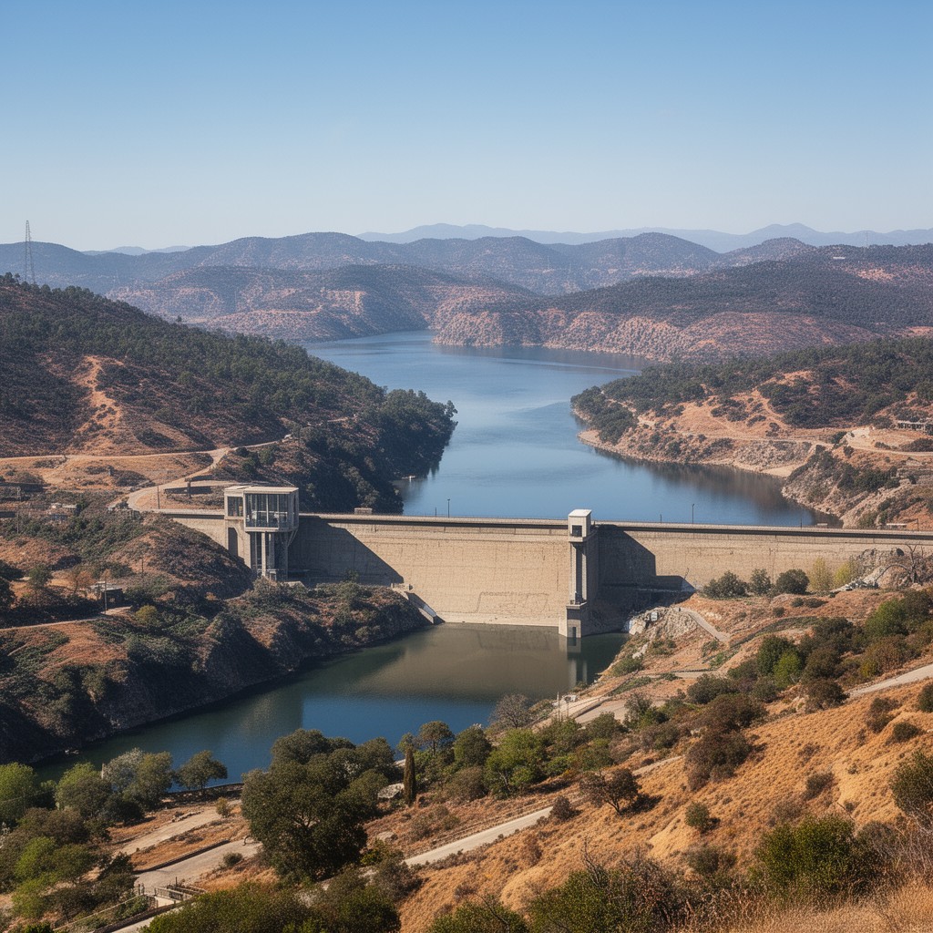 AI-generated illustration of Perris Dam