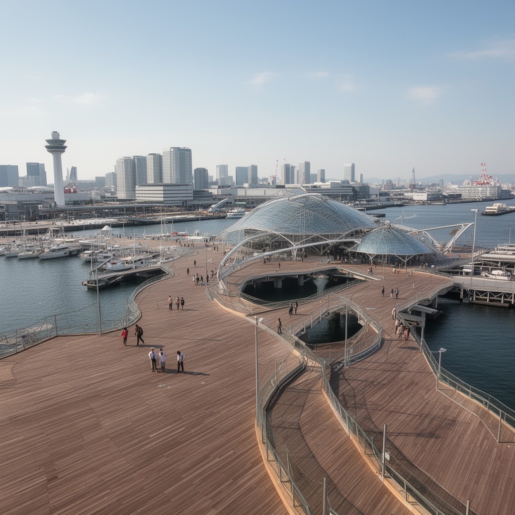 AI-generated illustration of Osanbashi Pier