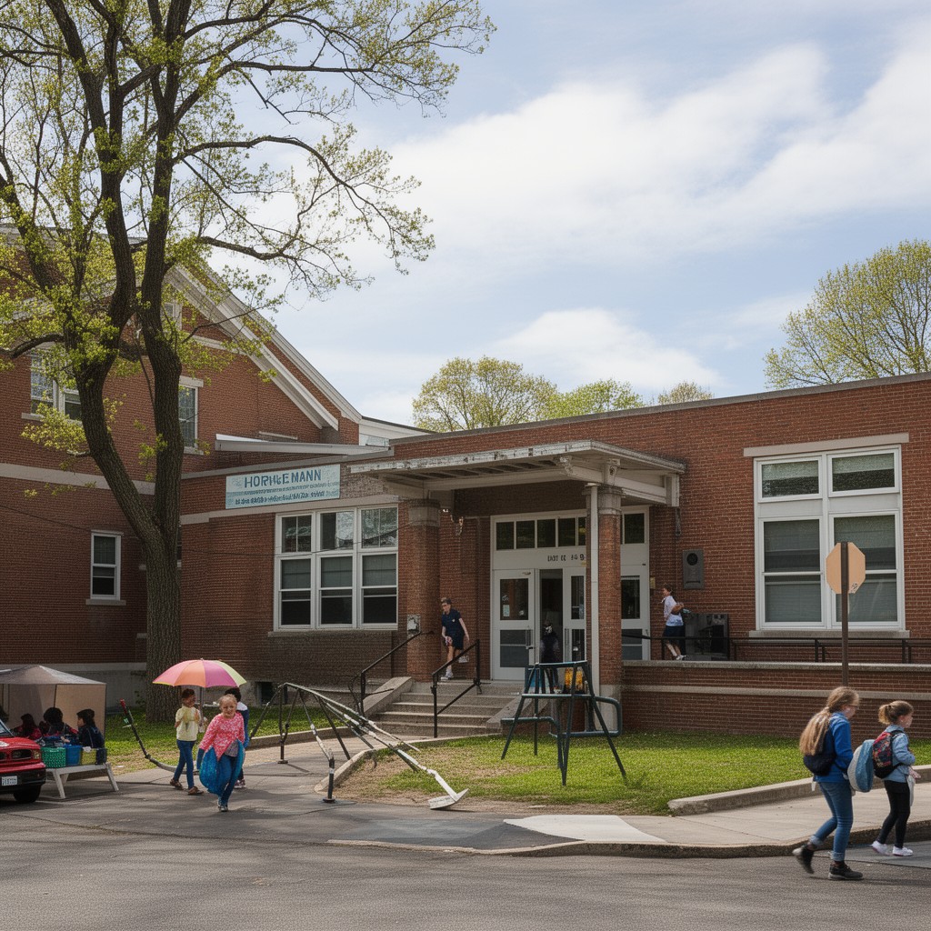 AI-generated illustration of Horace Mann Elementary School