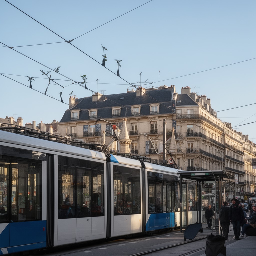 AI-generated illustration of Île-de-France tramway network