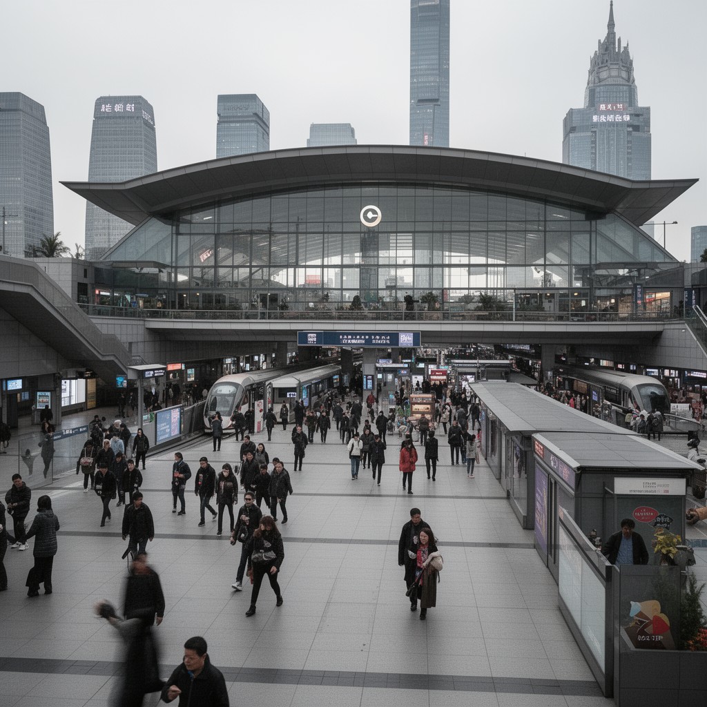 AI-generated illustration of Guomao station