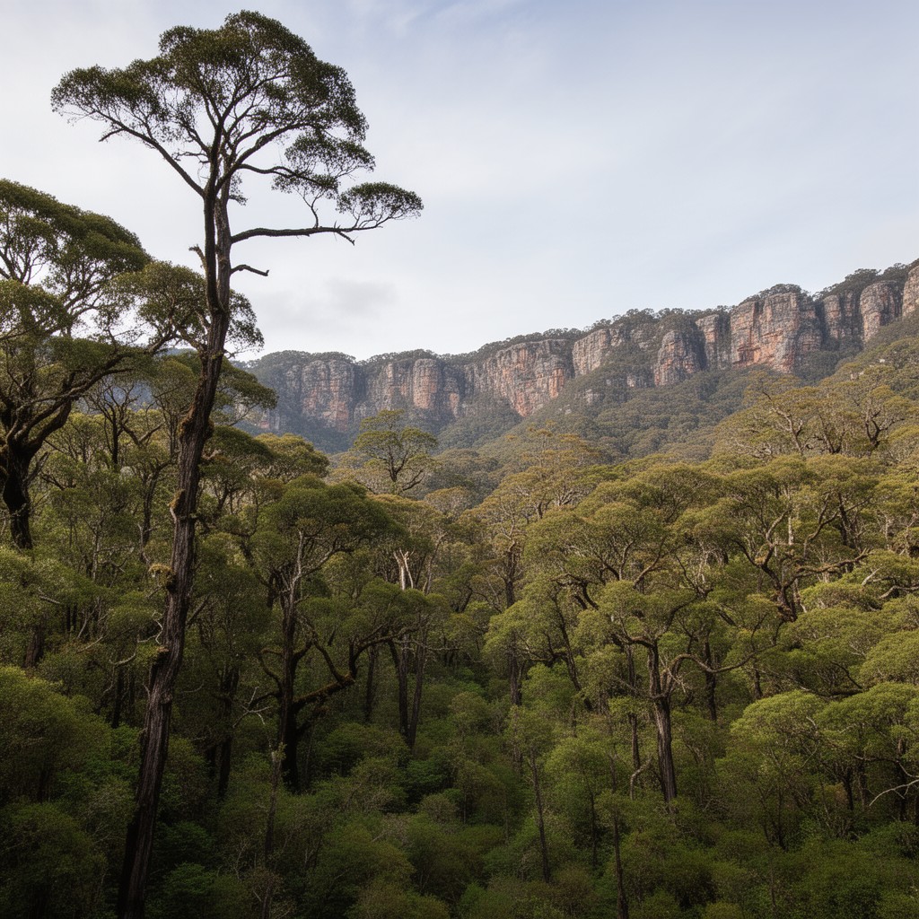 AI-generated illustration of Tasmanian Wilderness World Heritage Area