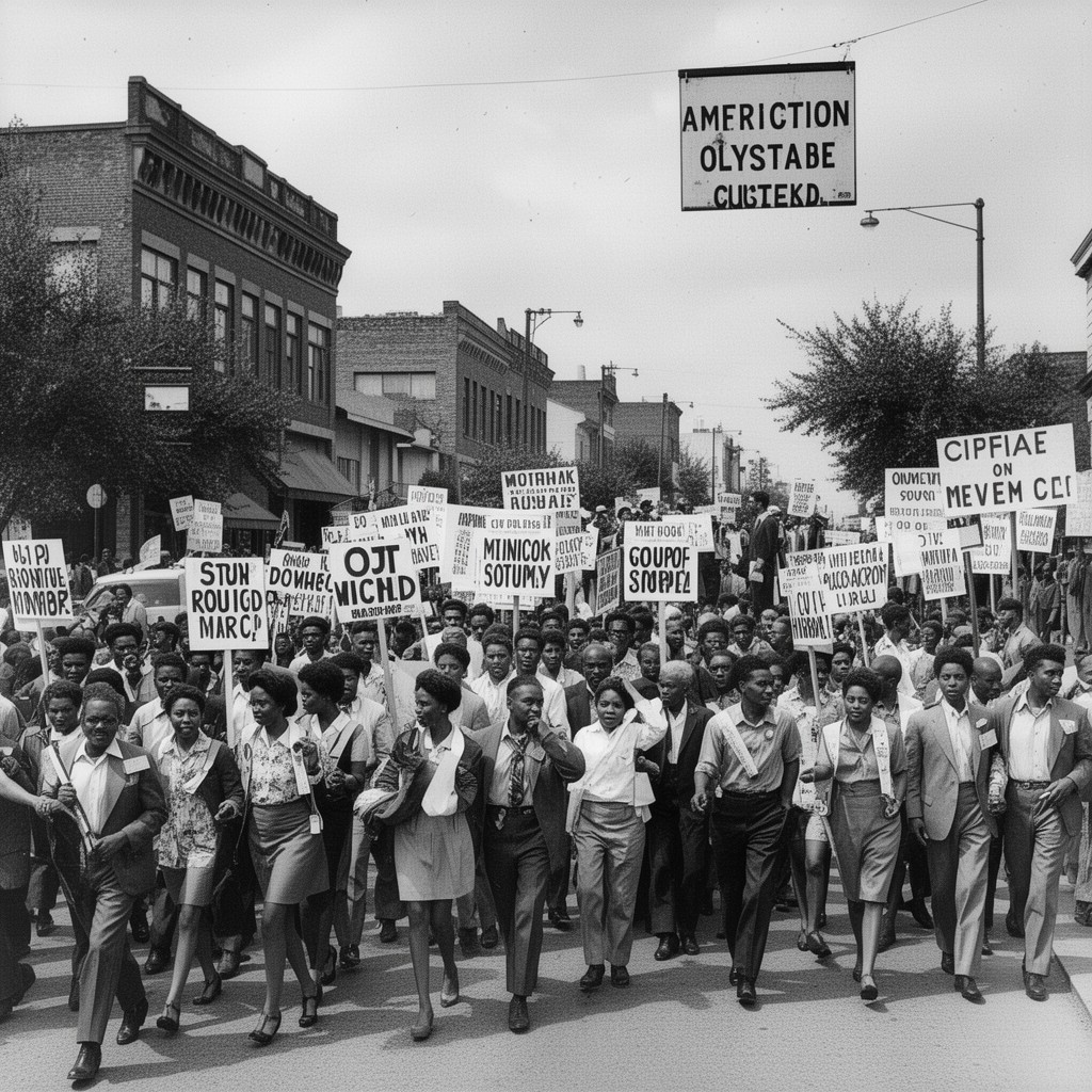 AI-generated illustration of American South (mid-20th century civil rights era)