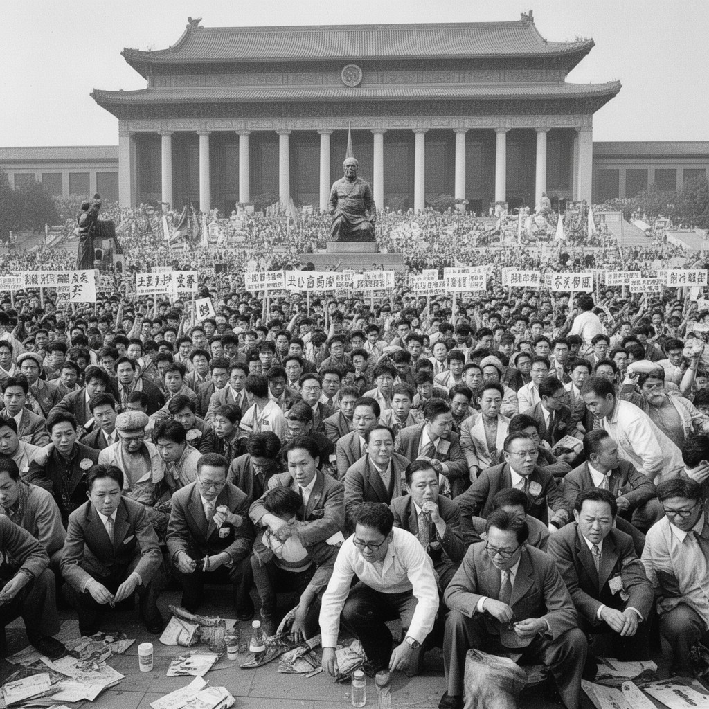 AI-generated illustration of Tiananmen Square protests of 1976