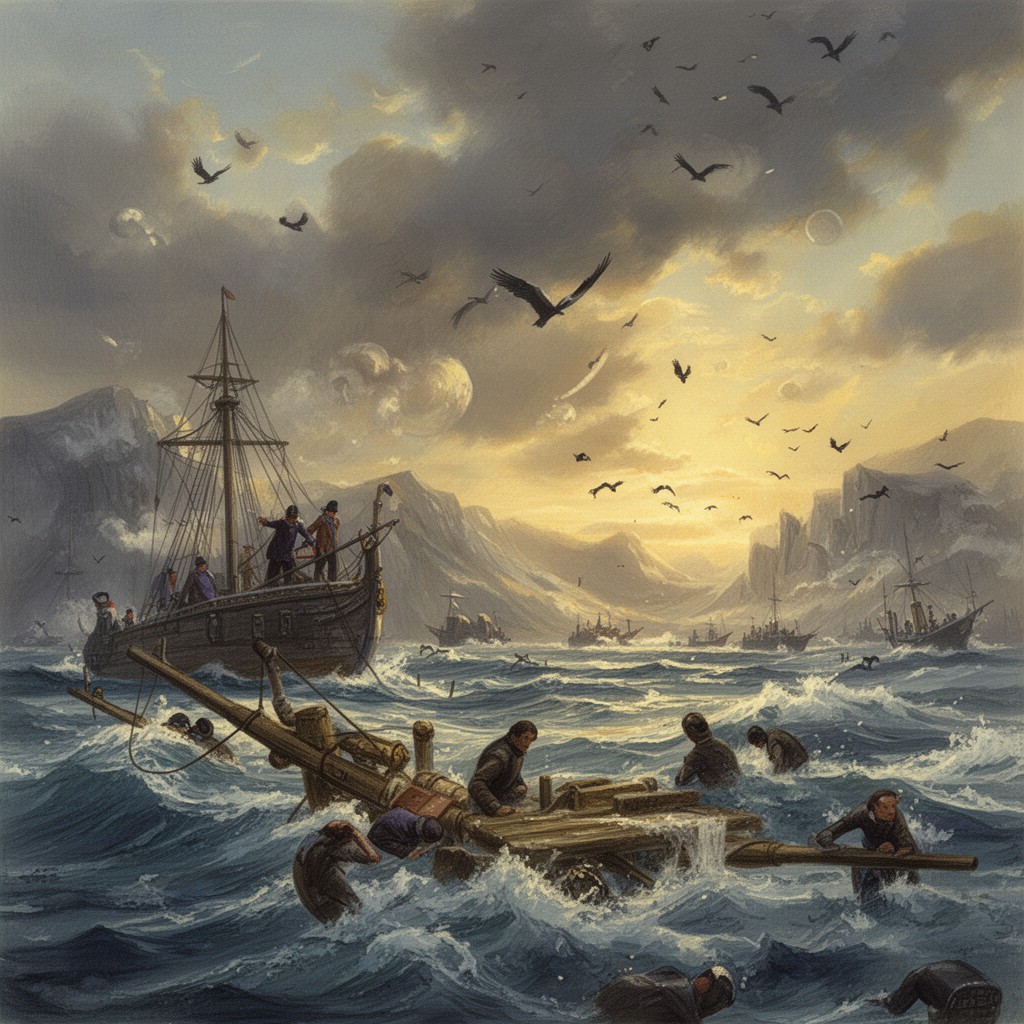 AI-generated illustration of Franklin expedition