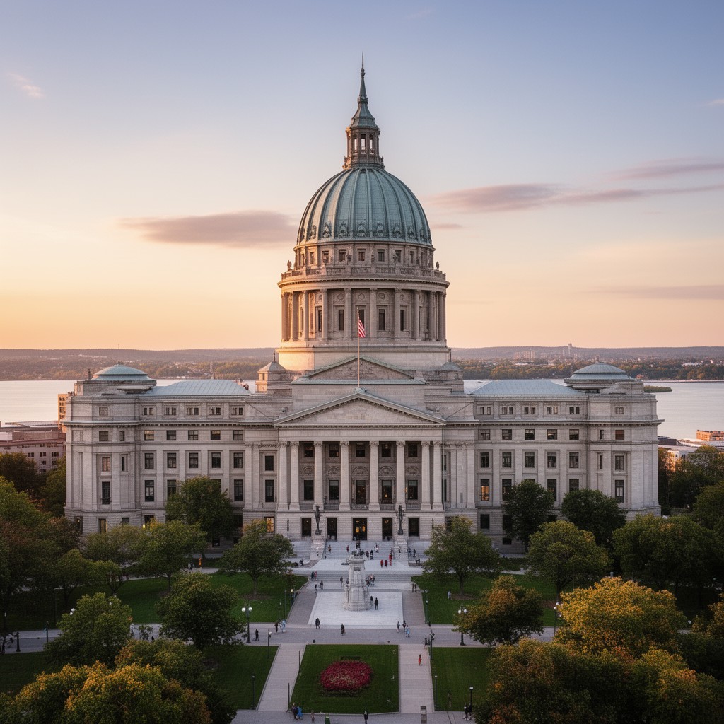 AI-generated illustration of Wisconsin State Capitol