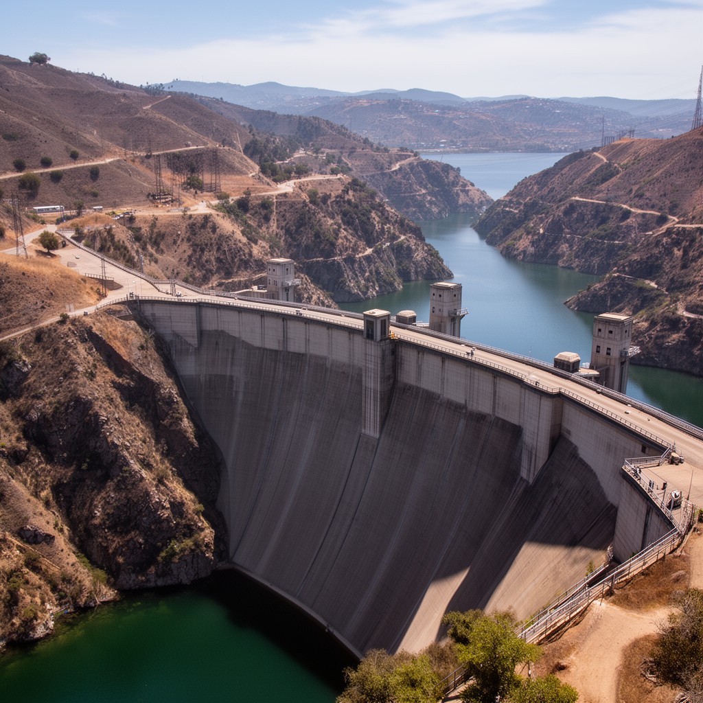 AI-generated illustration of Castaic Dam