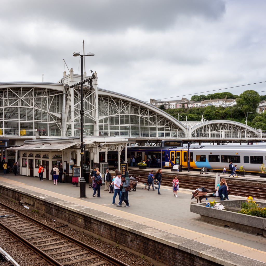 AI-generated illustration of Plymouth railway station