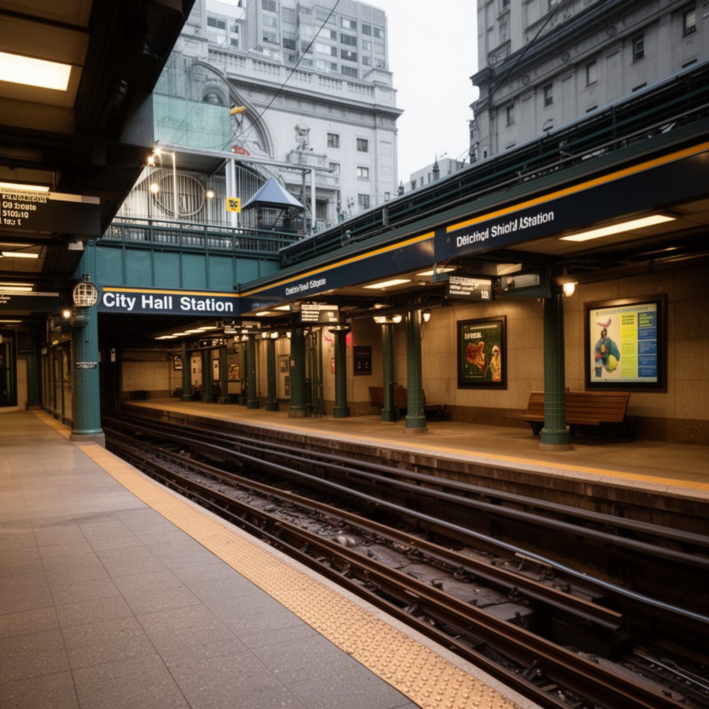 AI-generated illustration of City Hall Station (Philadelphia)