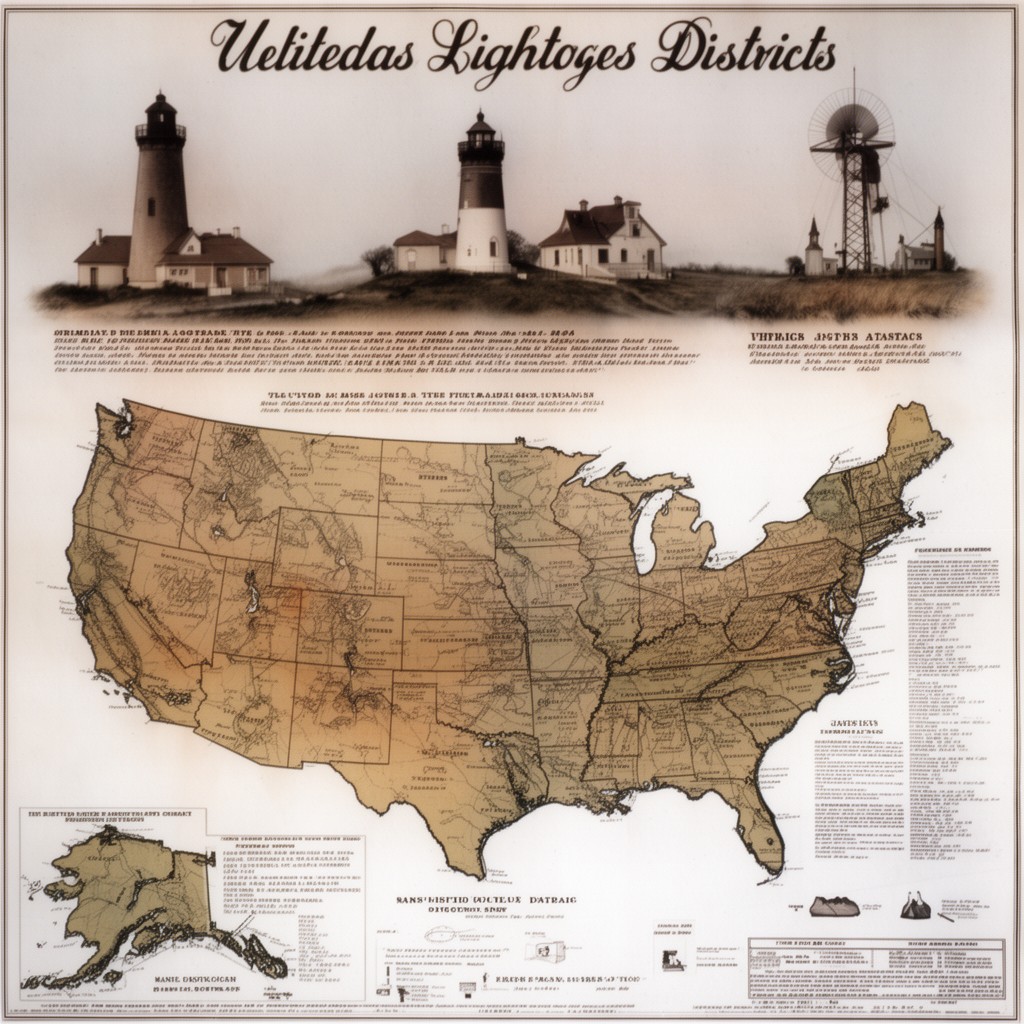 AI-generated illustration of United States lighthouse districts