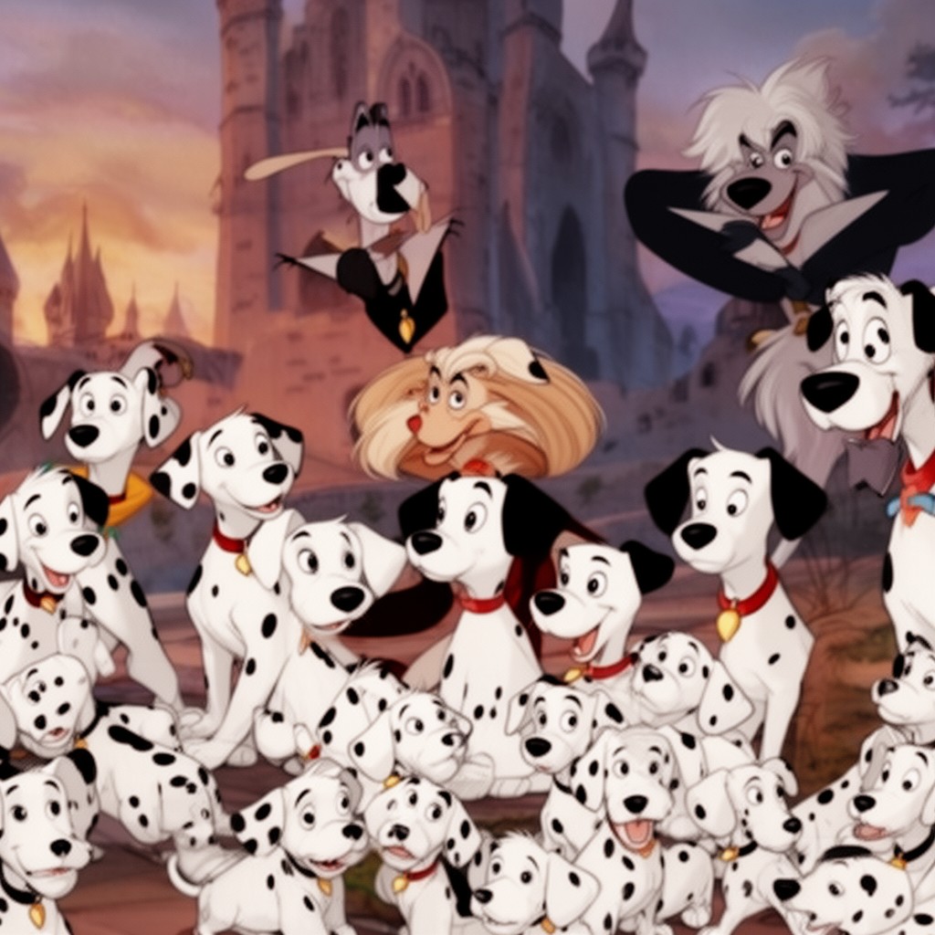 AI-generated illustration of One Hundred and One Dalmatians