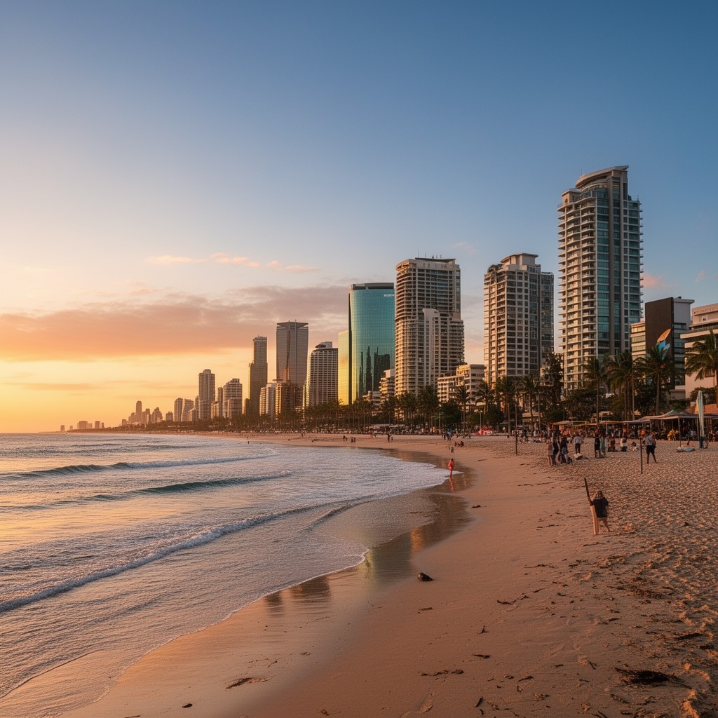 AI-generated illustration of Surfers Paradise Beach