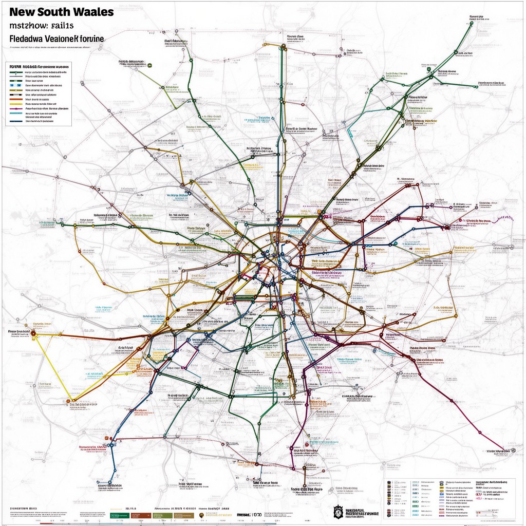 AI-generated illustration of New South Wales rail network