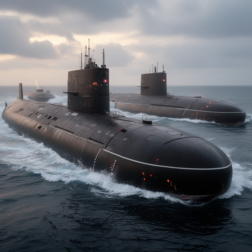 AI-generated illustration of Vanguard-class ballistic missile submarines