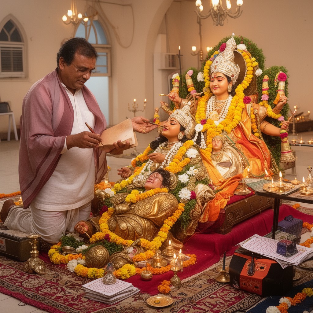 AI-generated illustration of Pranami religious practices