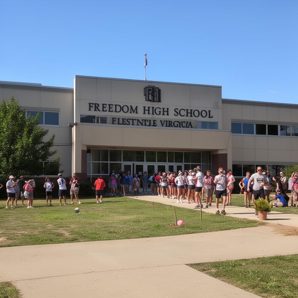 AI-generated illustration of Freedom High School (Woodbridge, Virginia)