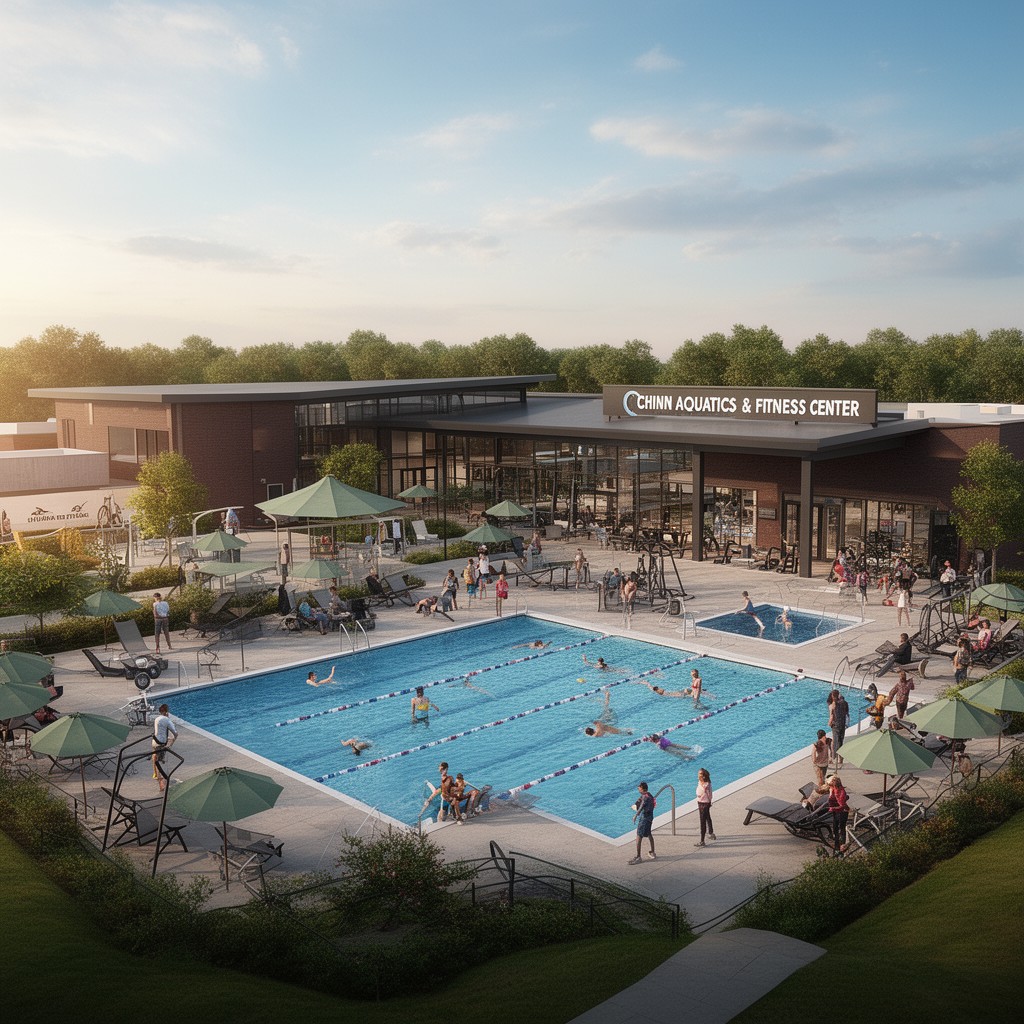 AI-generated illustration of Chinn Aquatics & Fitness Center