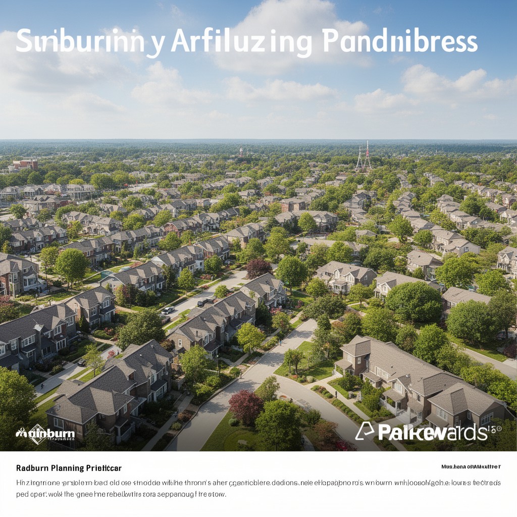 AI-generated illustration of Radburn planning principles