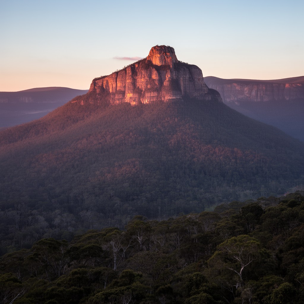 AI-generated illustration of Mount Oxley (Liverpool Range)