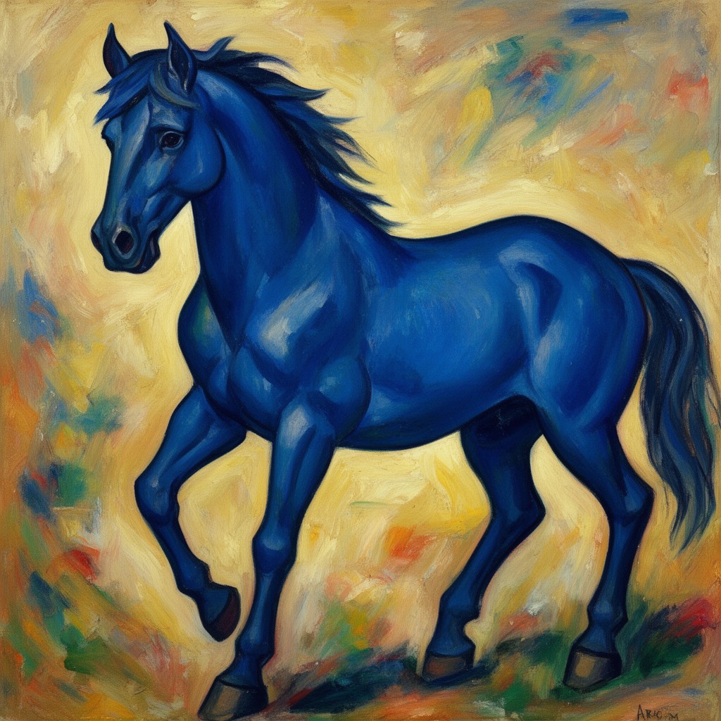 AI-generated illustration of Blue Horse I