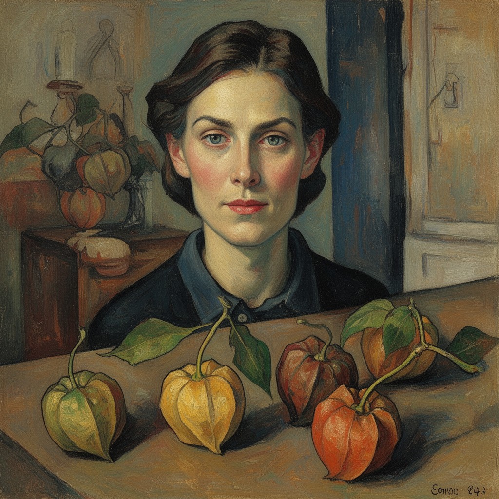 AI-generated illustration of Self-Portrait with Physalis