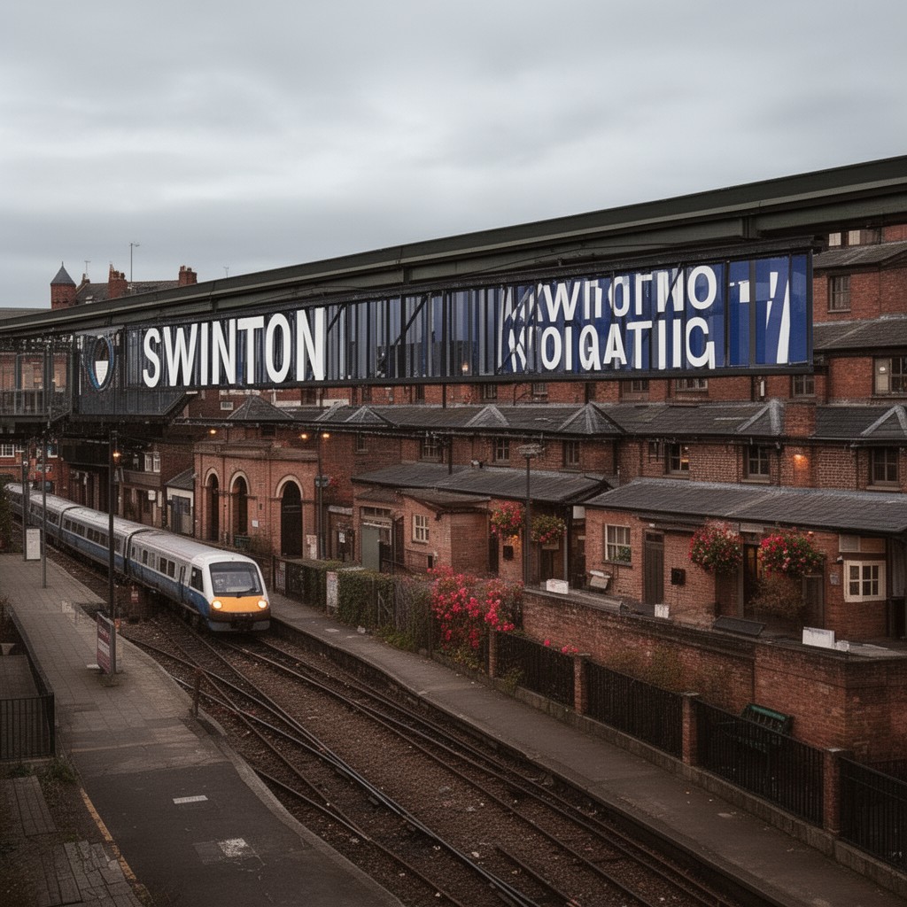AI-generated illustration of Swinton railway station