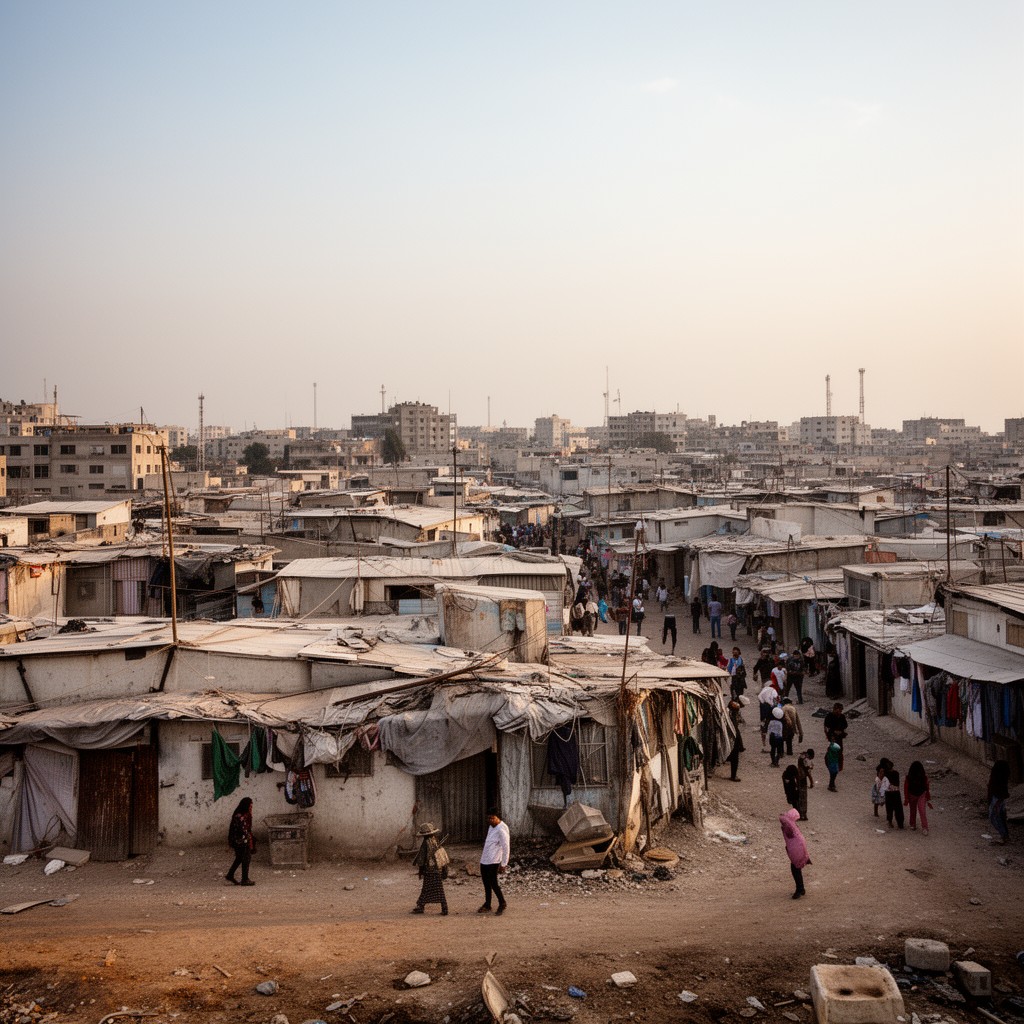 AI-generated illustration of Jabalia refugee camp