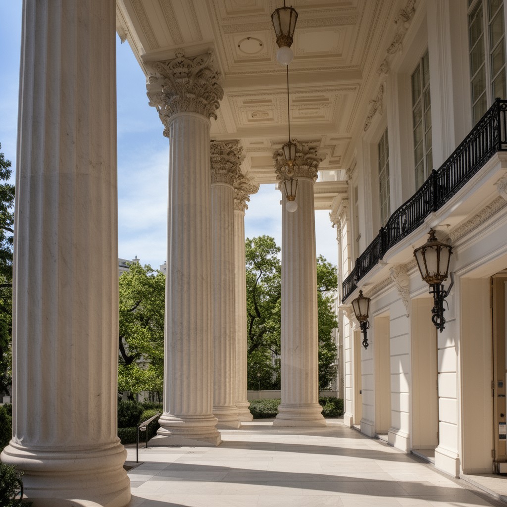 AI-generated illustration of West Colonnade