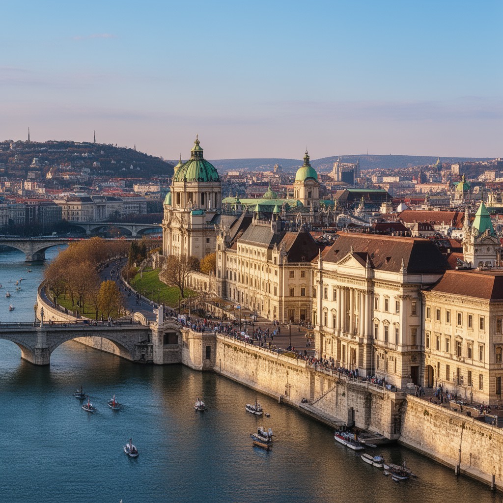 AI-generated illustration of Banks of the Danube, Buda Castle Quarter and Andrássy Avenue