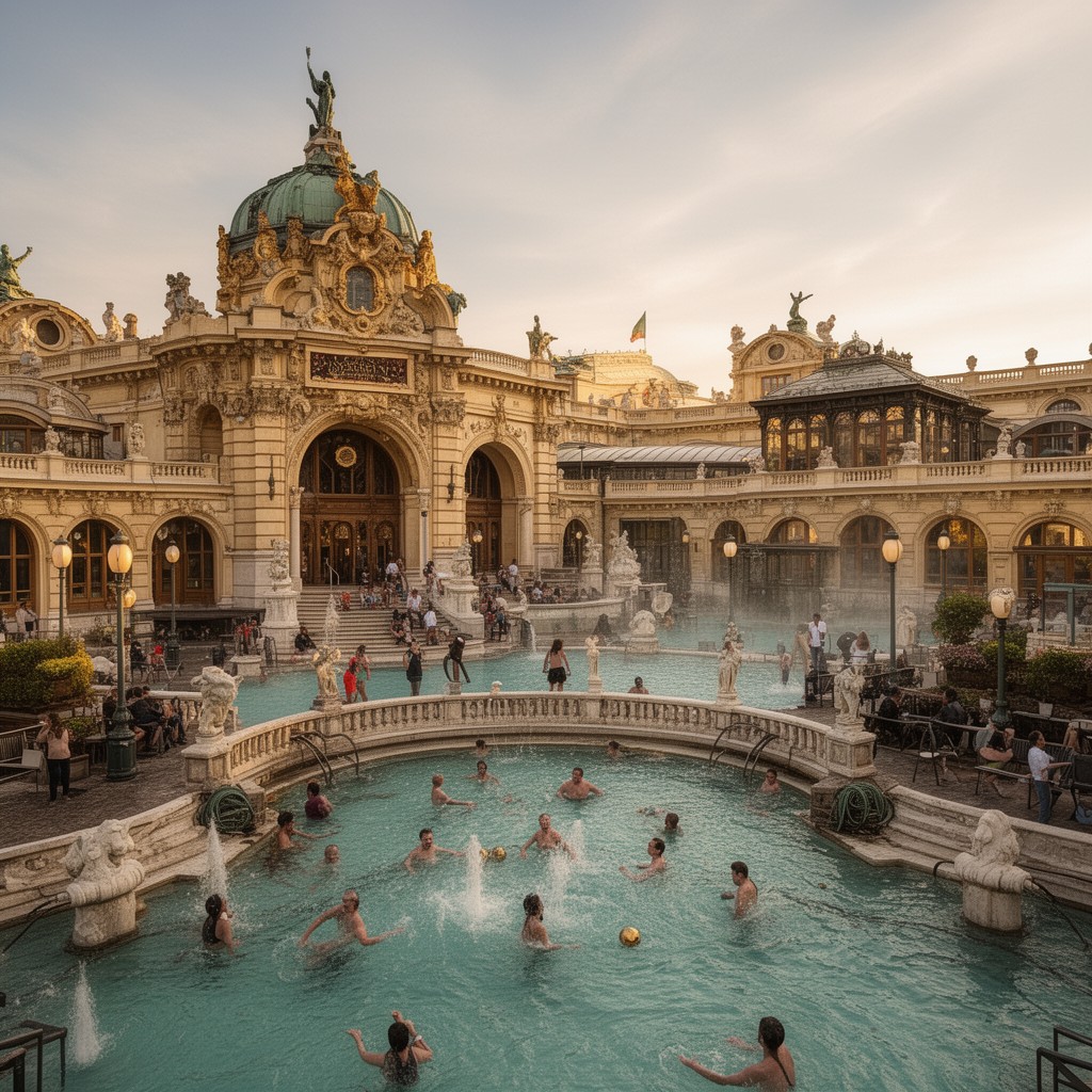 AI-generated illustration of Széchenyi Thermal Bath