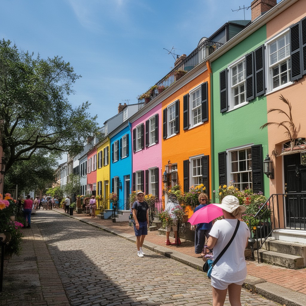 AI-generated illustration of Rainbow Row