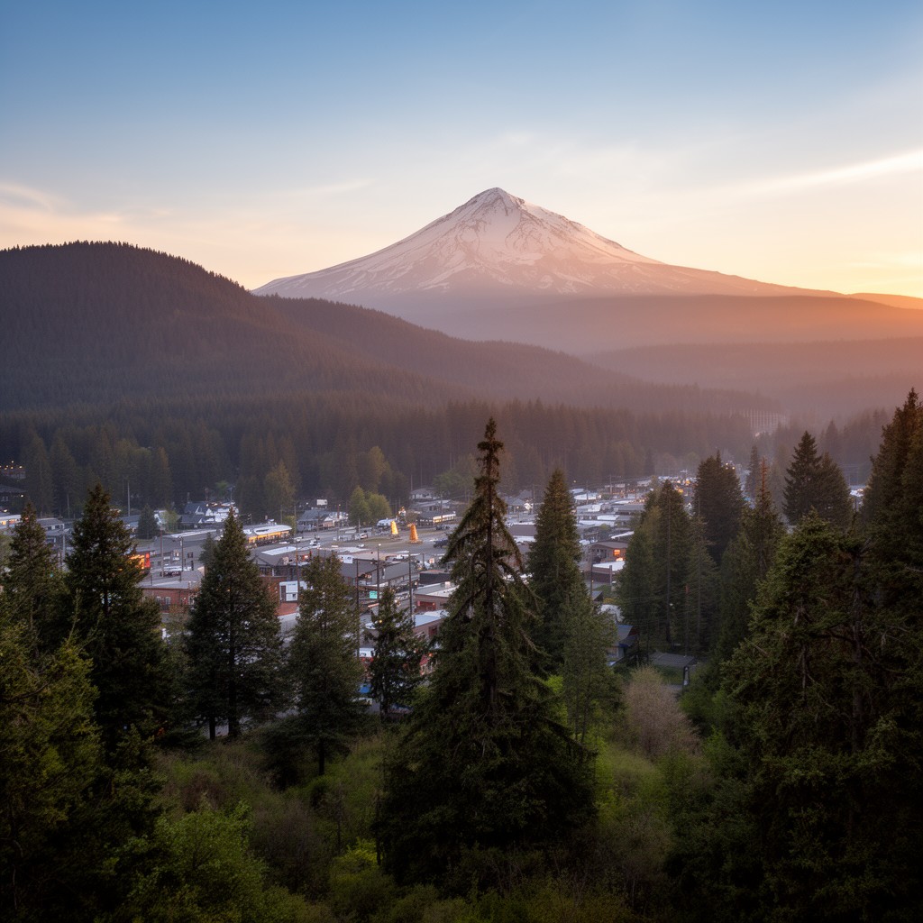 AI-generated illustration of Sandy, Oregon