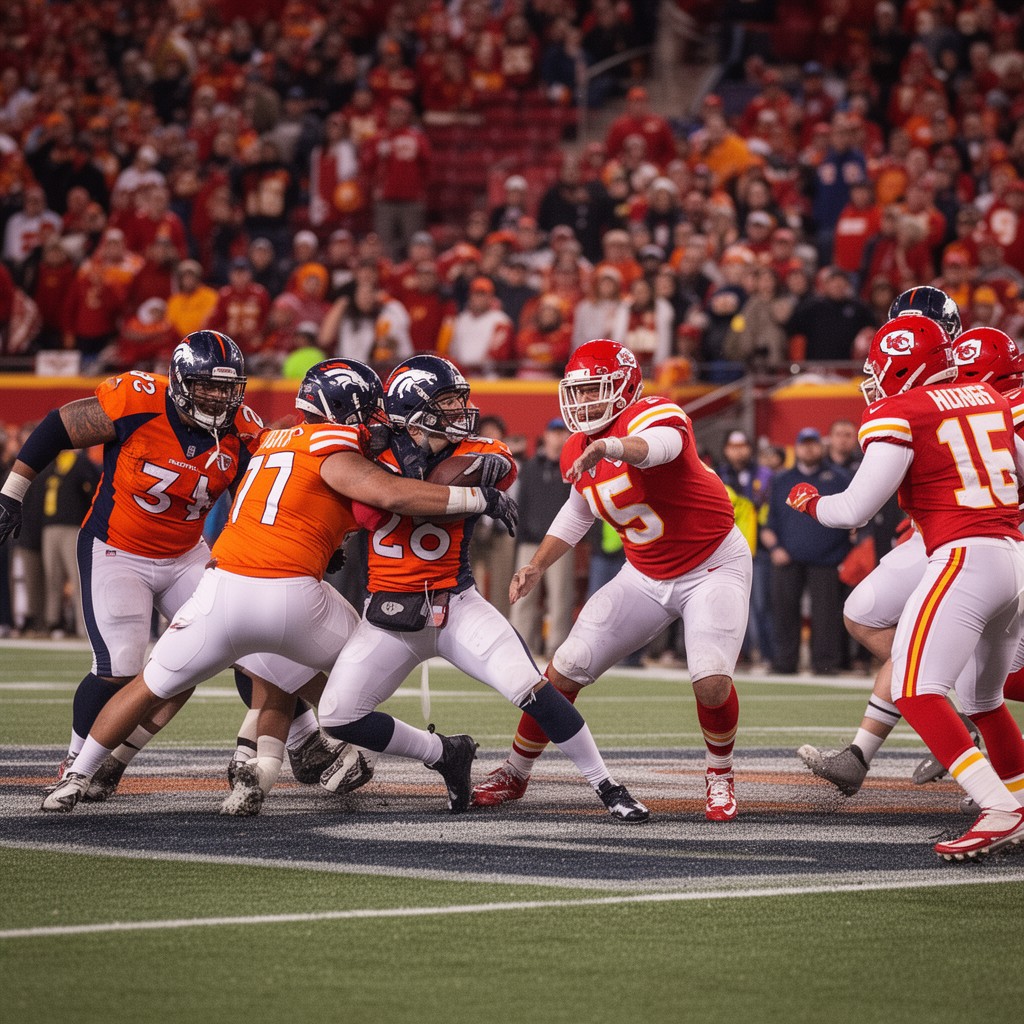 AI-generated illustration of Denver Broncos–Kansas City Chiefs rivalry