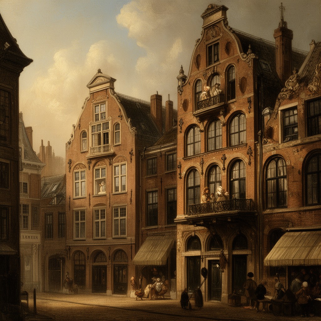 AI-generated illustration of Rembrandt’s house on Jodenbreestraat, Amsterdam