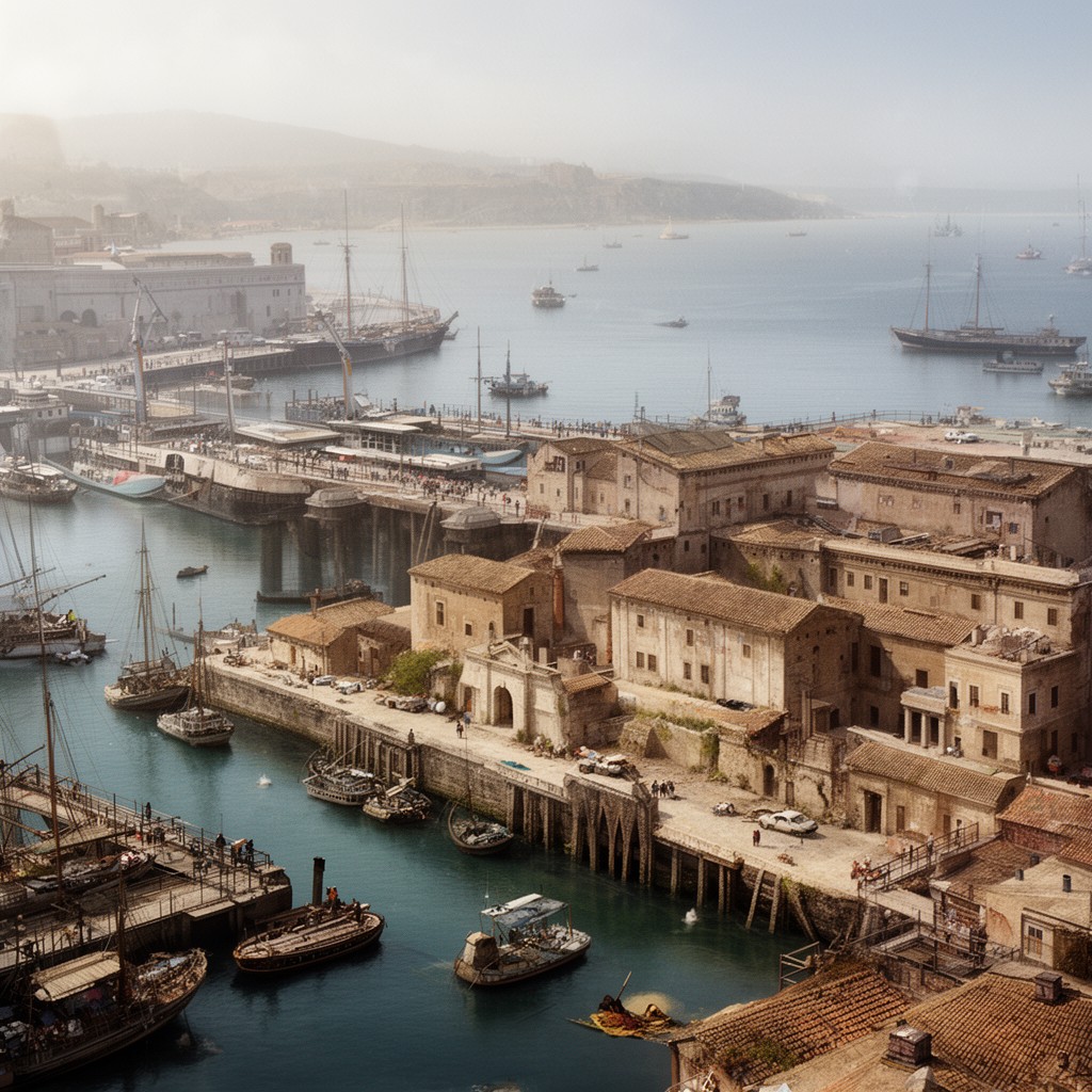 AI-generated illustration of Port of Ostia (Portus Traiani)