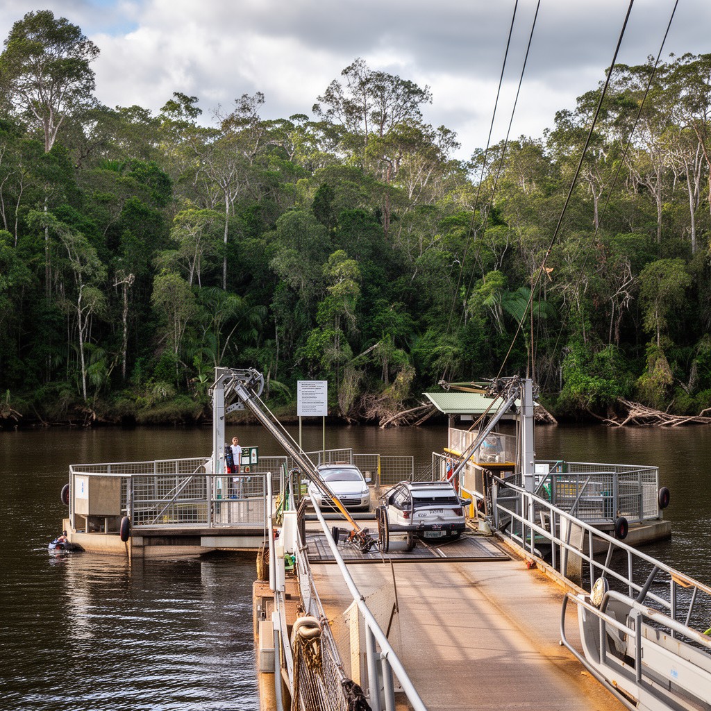 AI-generated illustration of Daintree River ferry crossing