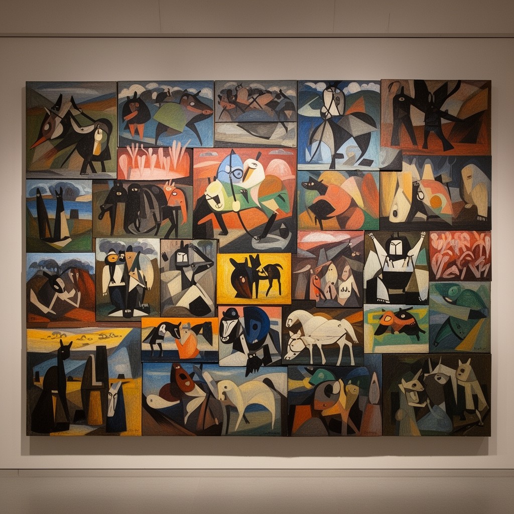 AI-generated illustration of Sidney Nolan Ned Kelly series works