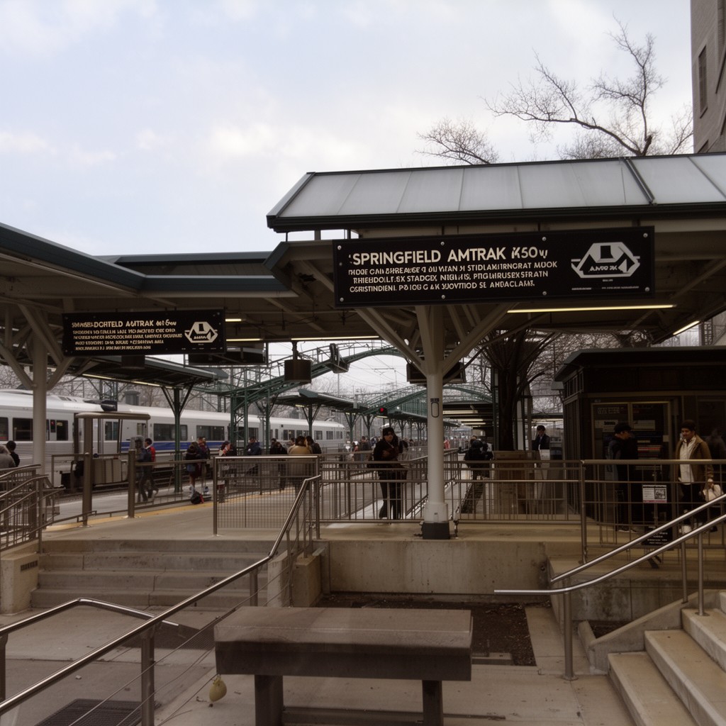 AI-generated illustration of Springfield Amtrak station