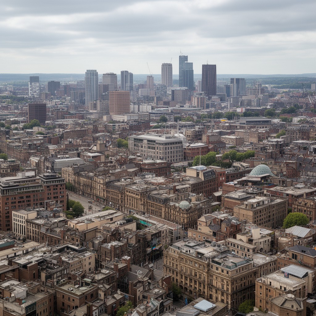 AI-generated illustration of Manchester urban area