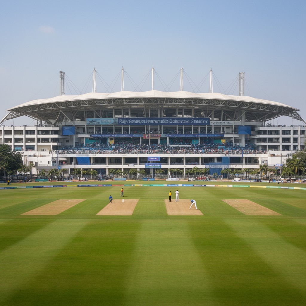 AI-generated illustration of Rajiv Gandhi International Cricket Stadium