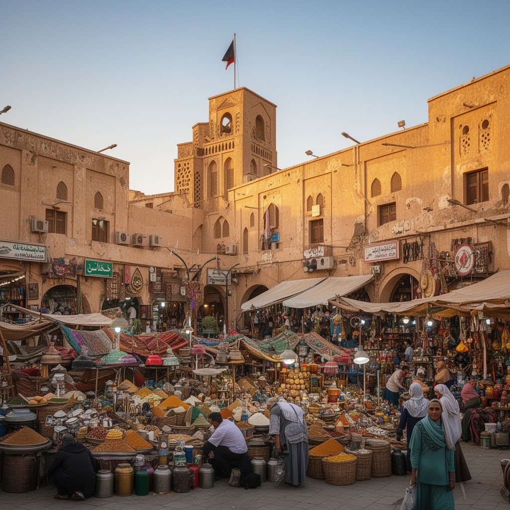 AI-generated illustration of Souq Al-Mubarakiya