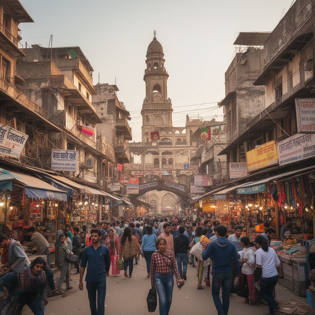 AI-generated illustration of Chandni Chowk