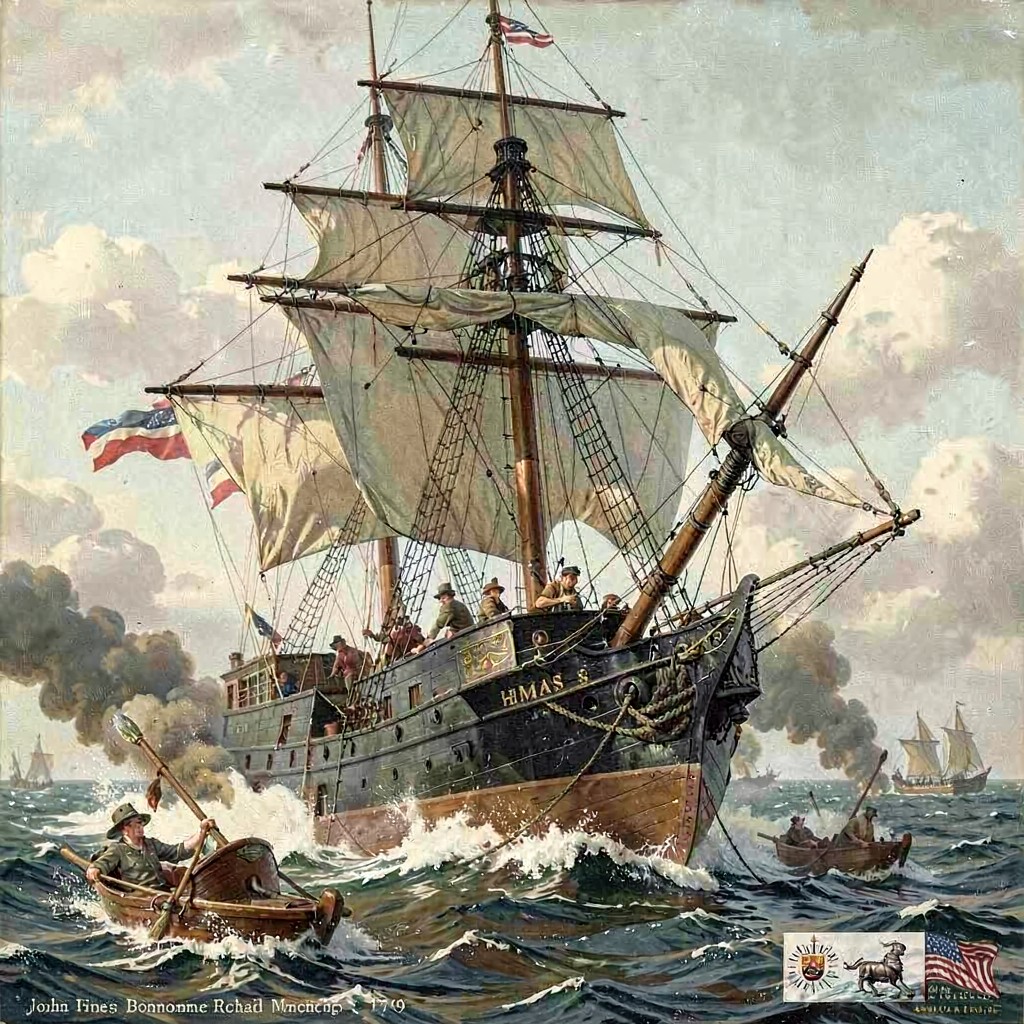 AI-generated illustration of HMS Serapis