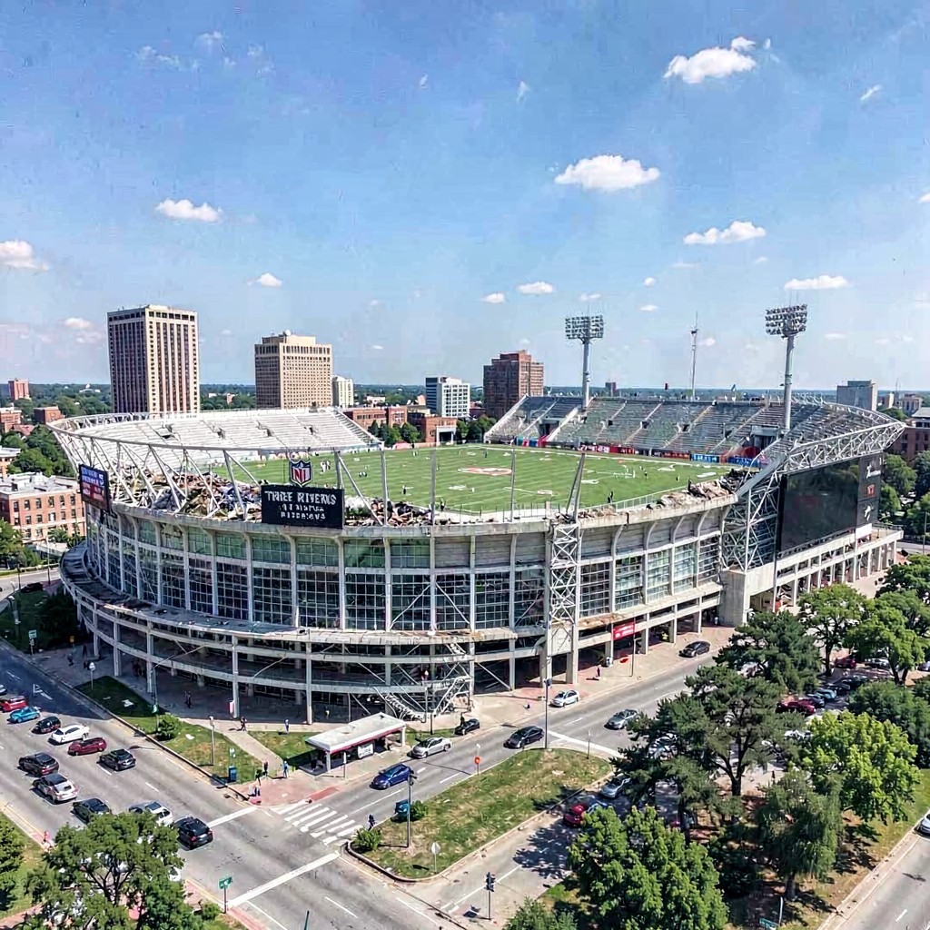 AI-generated illustration of Three Rivers Stadium
