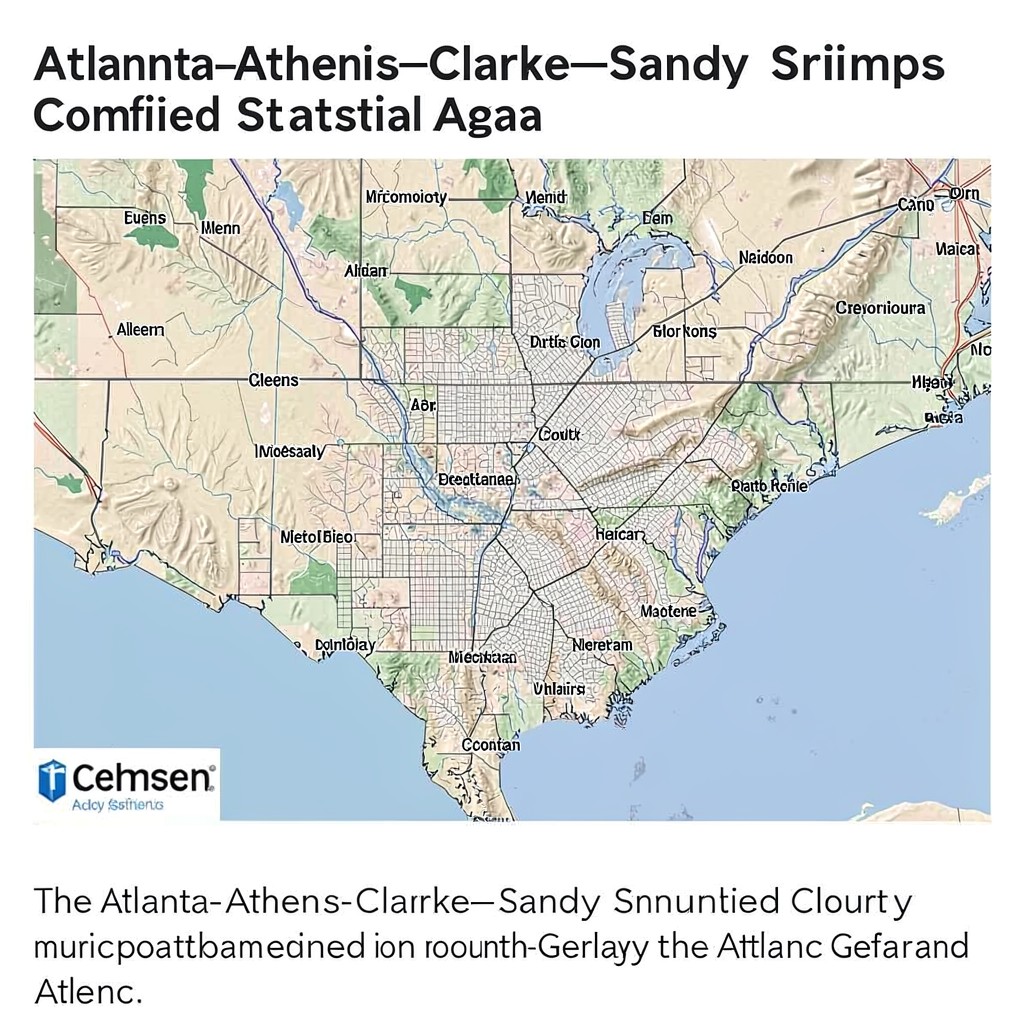 AI-generated illustration of Atlanta–Athens–Clarke–Sandy Springs Combined Statistical Area