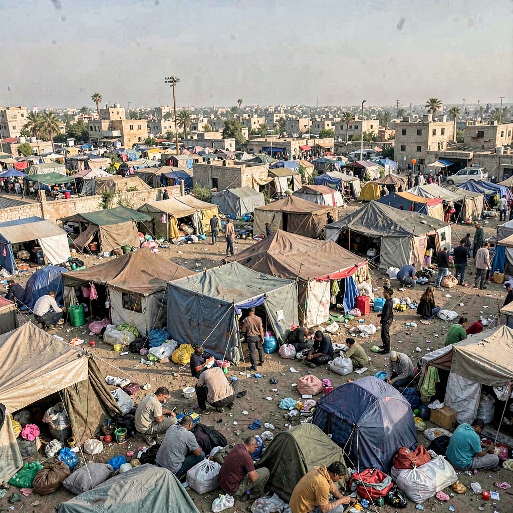 AI-generated illustration of Khan Yunis refugee camp
