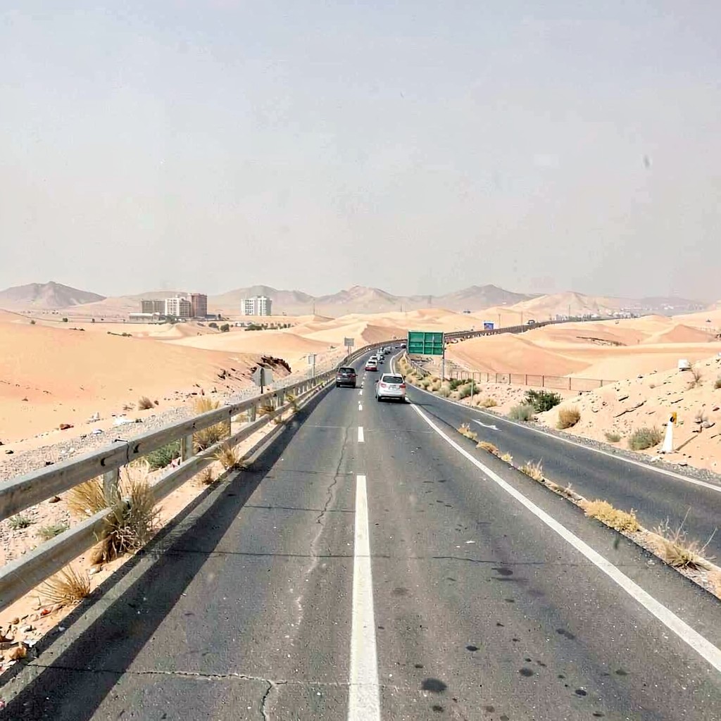 AI-generated illustration of Cairo–Asyut desert road