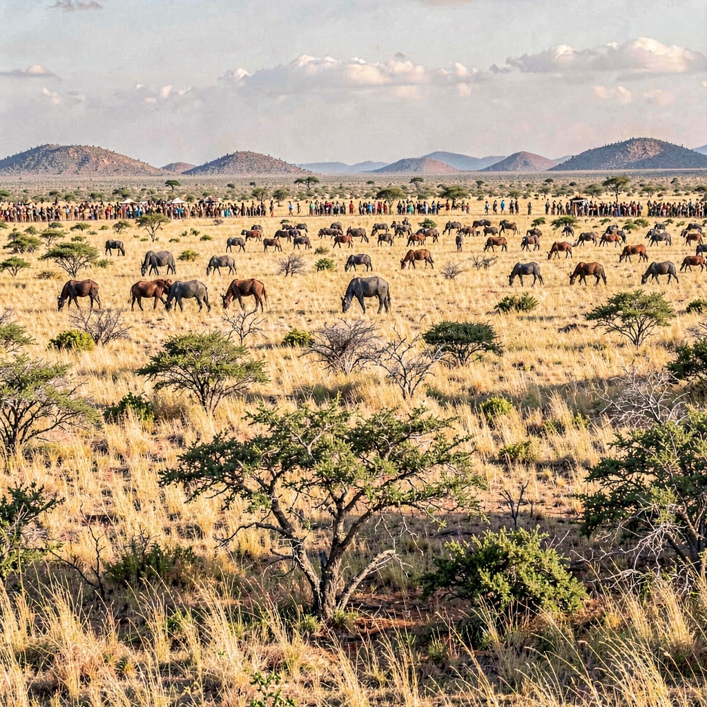 AI-generated illustration of Central Kalahari Game Reserve